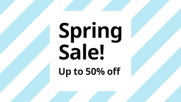 Spring sale graphic "Spring Sale! Up to 50% off"